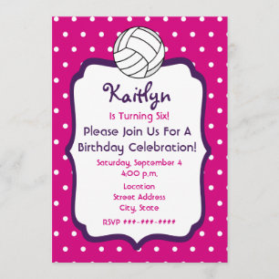 Meisjes Volleyball Birthday Invite - Roze met Paar Kaart