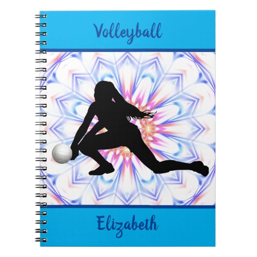 Meisjes Volleyball Blue Abstract Notitieboek (Voorkant)