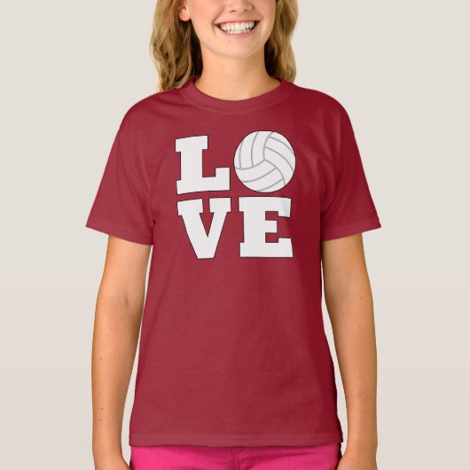 Meisjes Volleyball LOVE Sport Aangepaste teamkleur T-shirt (Voorkant)