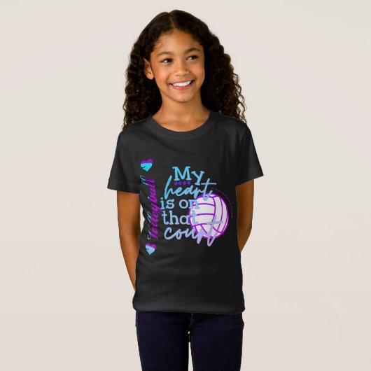 Meisjes Volleyball Mijn hart staat op dat gerechts T-shirt (Voorkant volledig)