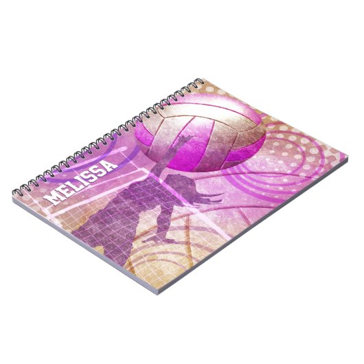 Meisjes Volleyball Player Roze Paars Notitieboek (Linkerzijde)