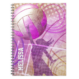 Meisjes Volleyball Player Roze Paars Notitieboek