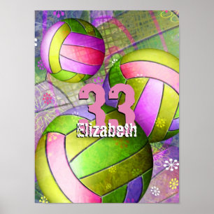 Meisjes Volleyball poster met spelersnaam
