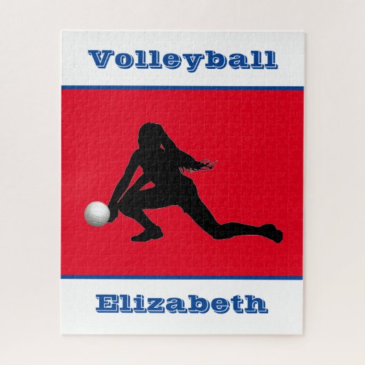 Meisjes Volleyball Red White Blue Jigzaag Puzzle Legpuzzel (Verticaal)