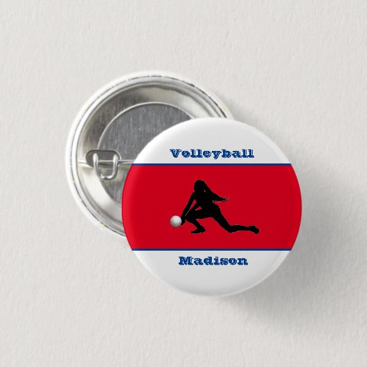 Meisjes Volleyball Red White Blue Patriotic Ronde Button 3,2 Cm (Voorkant /achterkant)