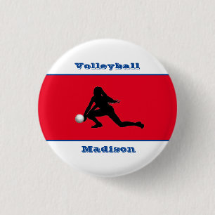 Meisjes Volleyball Red White Blue Patriotic Ronde Button 3,2 Cm
