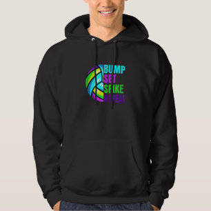 Meisjes Volleyball Set Spike Herhaal Blauw Paars Hoodie