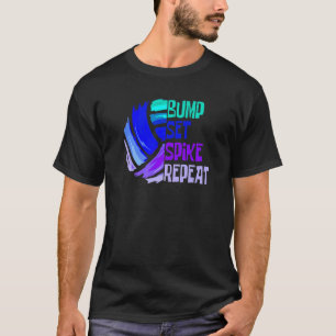 Meisjes Volleyball Set Spike Herhaal Blauw Paars T-shirt