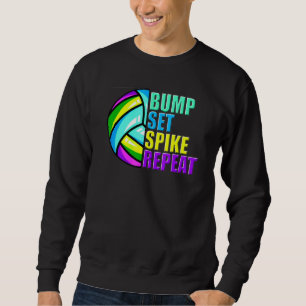 Meisjes Volleyball Set Spike Herhaal Blauw Paars Trui