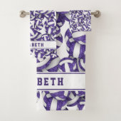 Meisjes volleyballen patroon gepersonaliseerd paar bad handdoek (Insitu)