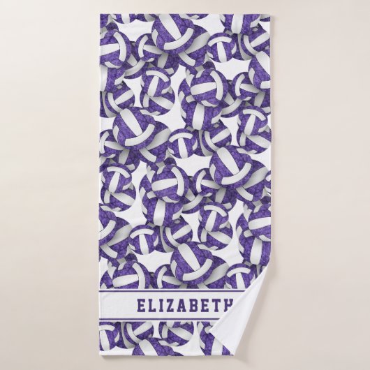 Meisjes volleyballen patroon gepersonaliseerd paar bad handdoek (Badhanddoek)