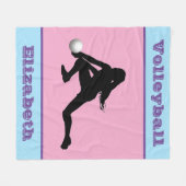 Meisjes volleybalroze, blauw, Paars Fleece Deken (Voorkant (Horizontaal))