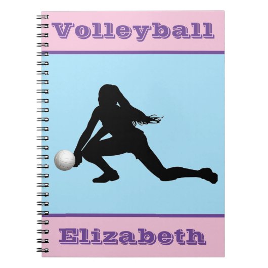 Meisjes Volleybalroze, blauw, Paars Notitieboek (Voorkant)