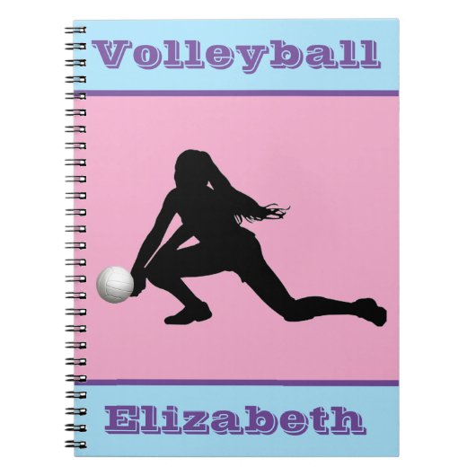Meisjes Volleybalroze, blauw, Paars Notitieboek (Voorkant)