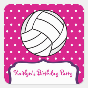 Meisjes volleybalsticker - Roze met Paars Vierkante Sticker