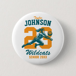 Meisjes Volleybalteam School Sport Senior Speler Ronde Button 5,7 Cm