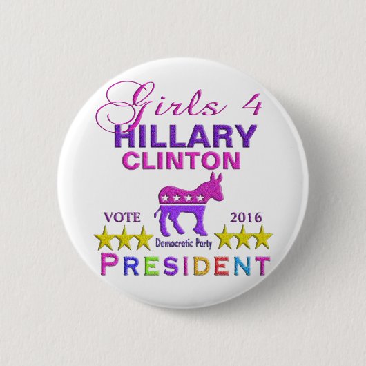 Meisjes voor Hillary Clinton President Ronde Button 5,7 Cm (Voorkant)