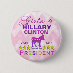 Meisjes voor Hillary Clinton President Ronde Button 5,7 Cm