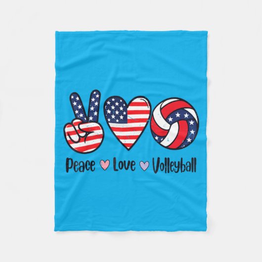 Meisjes Vrede Liefde Volleybal 4 juli Amerikaans Fleece Deken (Voorkant)