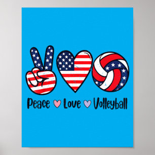 Meisjes Vrede Liefde Volleybal 4 juli Amerikaans Poster