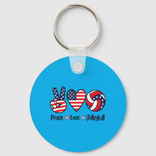 Meisjes Vrede Liefde Volleybal 4 juli Amerikaans Sleutelhanger