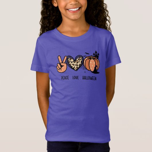 Meisjes vredesliefde & halloween t-shirt (Voorkant)