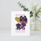 Meisjes Vriend Geschenk Zwarte Eenhoorn Besticorn  Briefkaart (Staand voorkant)