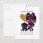 Meisjes Vriend Geschenk Zwarte Eenhoorn Besticorn  Briefkaart (Voorkant / Achterkant)