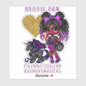 Meisjes Vriend Geschenk Zwarte Eenhoorn Besticorn  Sticker (Vel)