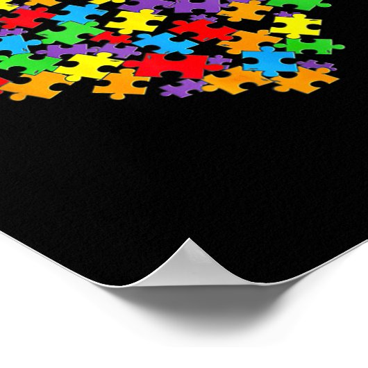Meisjes Vrouwen Autisme Bewustzijn Hart Puzzel Stu Poster (Hoek)