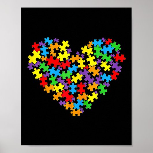Meisjes Vrouwen Autisme Bewustzijn Hart Puzzel Stu Poster (Voorkant)