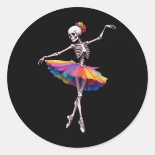 Meisjes Vrouwen Halloween Dansend Skelet Regenboog Ronde Sticker