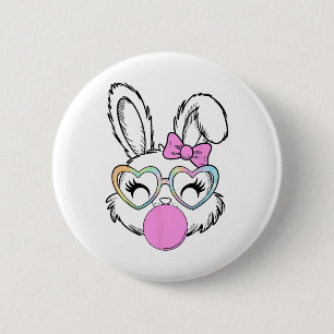 Meisjes Vrouwen Konijn Bunny Gezicht Roze Coquette Ronde Button 5,7 Cm