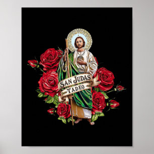 Meisjes Vrouwen Rode Rozen San Judas Tadeo Con Ban Poster
