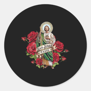 Meisjes Vrouwen Rode Rozen San Judas Tadeo Con Ban Ronde Sticker
