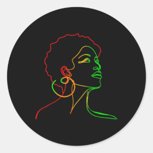 Meisjes Vrouwen Zwarte Koningin Afro Melanin Drupp Ronde Sticker