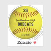 meisjes vuile gele softbal aangepaste team naam sticker (Vel)
