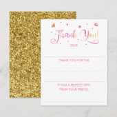 Meisjes vul de lege waterverf bedankt notitiekaartje (Voorkant / Achterkant)