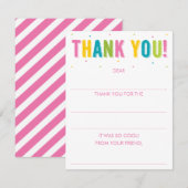 Meisjes vullen de blanco regenboog in. Dank je Notitiekaartje (Voorkant / Achterkant)