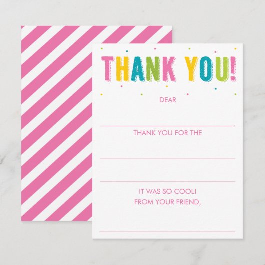 Meisjes vullen de blanco regenboog in. Dank je Notitiekaartje (Voorkant / Achterkant)