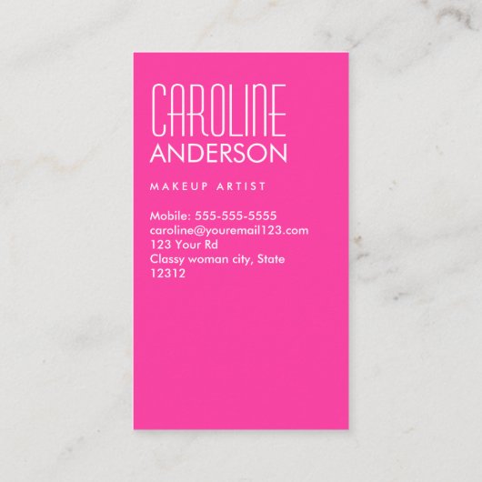 Meisjes warm roze mode persoonlijk profiel of visitekaartje (Achterkant)