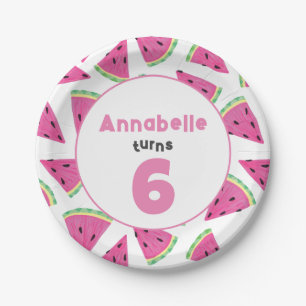 Meisjes Watermeloen Verjaardagsfeestje Papieren Bordje
