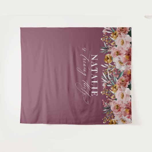 Meisjes waterverf 30e verjaardag paars chic wandkleed (Voorkant (horizontaal))