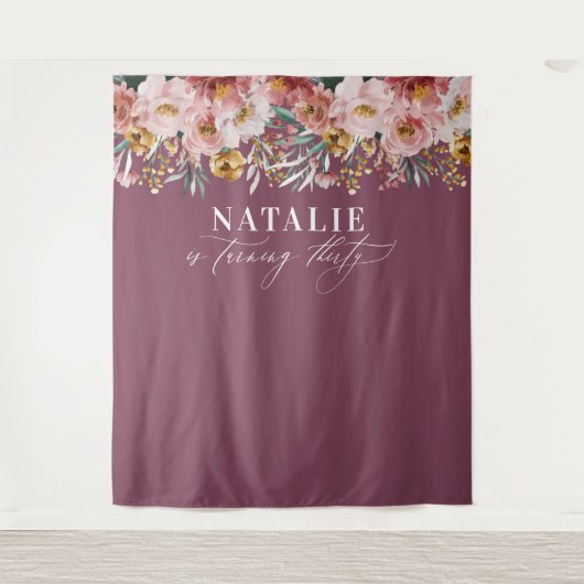 Meisjes waterverf 30e verjaardag paars chic wandkleed (Voorkant)