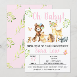 Meisjes Waterverf Baby shower Kaart