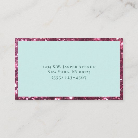 Meisjes Waterverf Blauwgroen Fuchsia Roze floral G Visitekaartje (Achterkant)