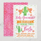 Meisjes Waterverf Fiesta Verjaardagsuitnodiging Kaart (Voorkant / Achterkant)