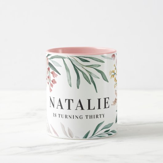 Meisjes waterverf floral 30ste verjaardag roze chi mok (Midden)