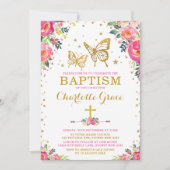 Meisjes Waterverf Floral Butterfly Baptisme Kaart (Voorkant)