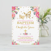 Meisjes Waterverf Floral Butterfly Baptisme Kaart (Staand voorkant)